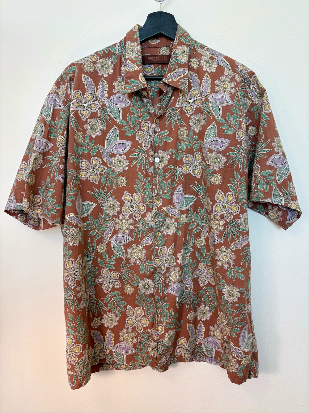 Tori Richard Honolulu Men’s Short Sleeve Button Down Hawaiian Shirt Size L Sku25